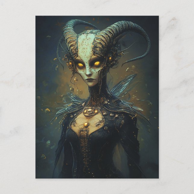 Aliene Frau Postkarte (Vorderseite)