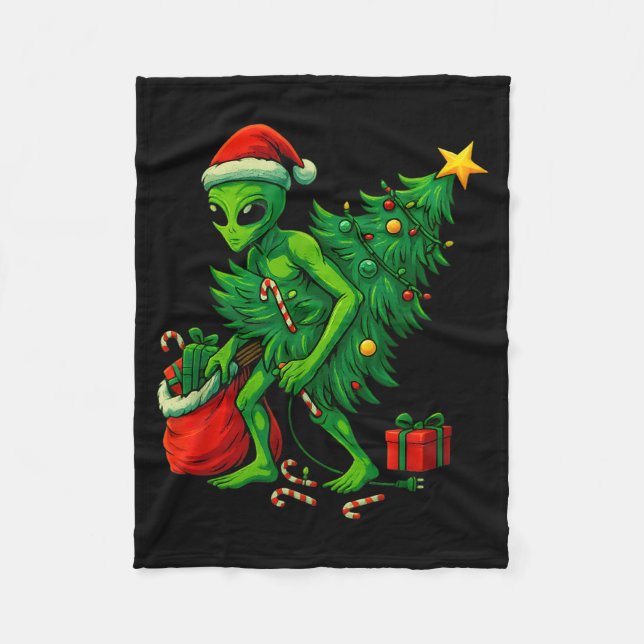 Aliene Weihnachtsbaumlichter Xmas Jungen Männer  Fleecedecke (Vorderseite)