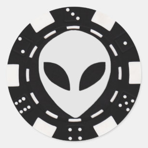 aliengesichts-Poker-Chipschwarzes Runder Aufkleber