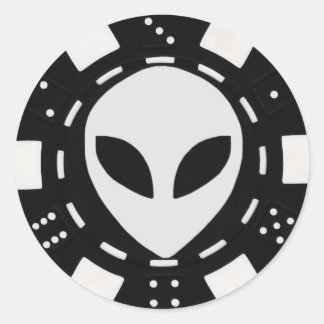 aliengesichts-Poker-Chipschwarzes Runder Aufkleber