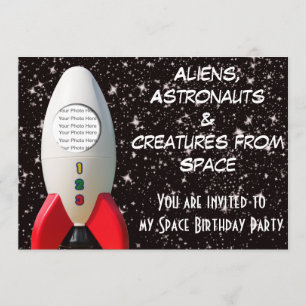Aliens et astronautes Invitation d'anniversaire