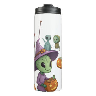 Aliens feiern Halloween auf der Erde – Kosüme Thermosbecher