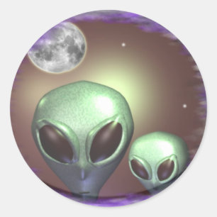 Aliens Graue Runder Aufkleber