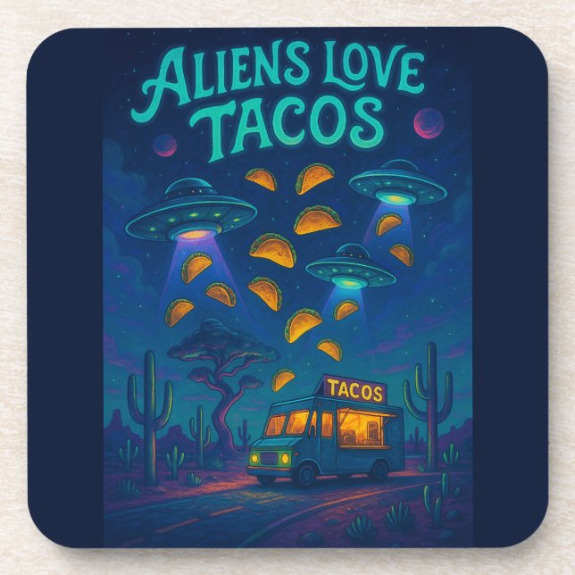 Aliens lieben Tacos Getränkeuntersetzer (Vorderseite)