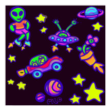 Aliens Stars And Planets In Outer Space Art