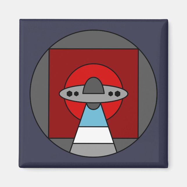 Aliens UFO Colorful Geometric Magnet (Vorne)