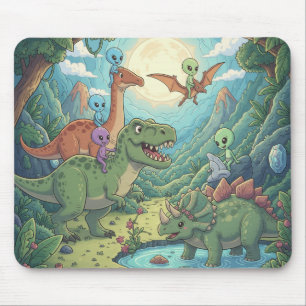 Aliens und Dinosaurier-Abenteuer Mousepad