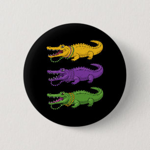Aligator Crocodiles Louisiana Mardi Gras Frauen Mä Button