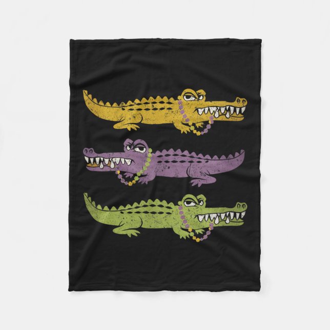 Aligator Crocodiles Mardi Gras Louisiana Männer Fr Fleecedecke (Vorderseite)