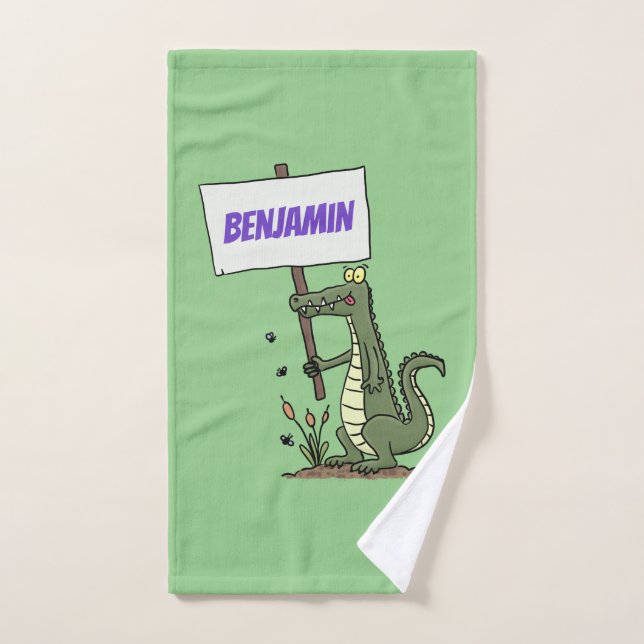 Aligator de crocodile drôle avec dessin animé (Serviette à main)