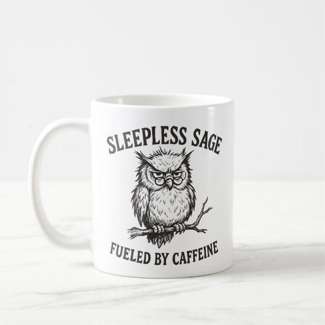 Alimenté Par La Mug De Chouette Sleepless À La Caf (Gauche)