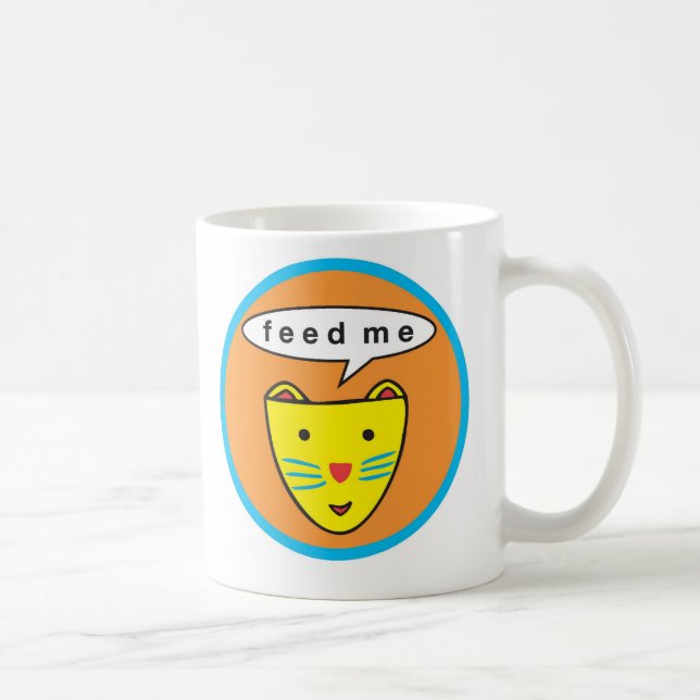"Alimentez-moi" la tasse de logo de chat (Droite)