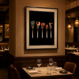 Aliments contemporains sur fourchette affiche d'ar