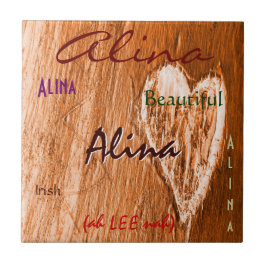 Alina Name Irish Bedeutung mit Light Orange Heart Fliese