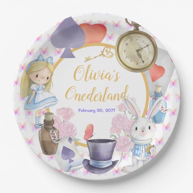 Alisa in Onederland Pappteller (Vorderseite)