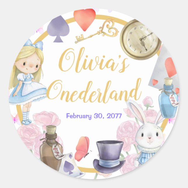 Alisa in Onederland Runder Aufkleber (Vorderseite)