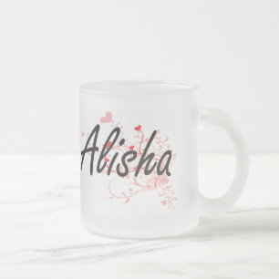 Alisha künstlerischer Namensentwurf mit Herzen Mattglastasse