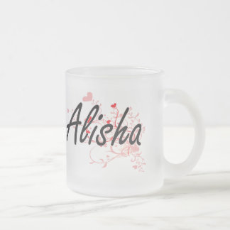 Alisha künstlerischer Namensentwurf mit Herzen Mattglastasse