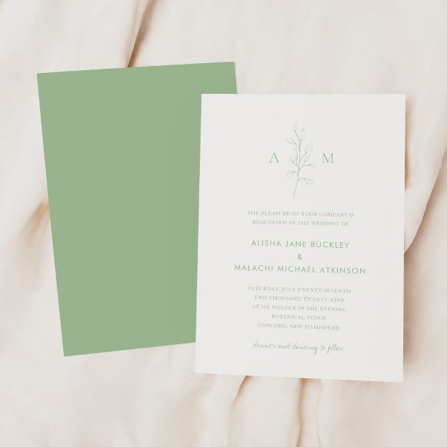 Alisha Sage Green Botanical Elegante Hochzeit Einladung (Von Creator hochgeladen)