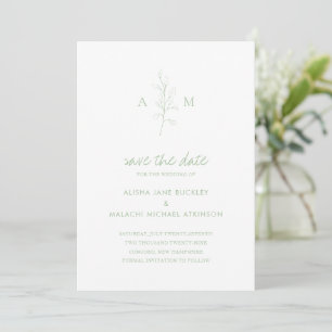 Alisha Sage Green Botanical Elegante Hochzeit Save The Date