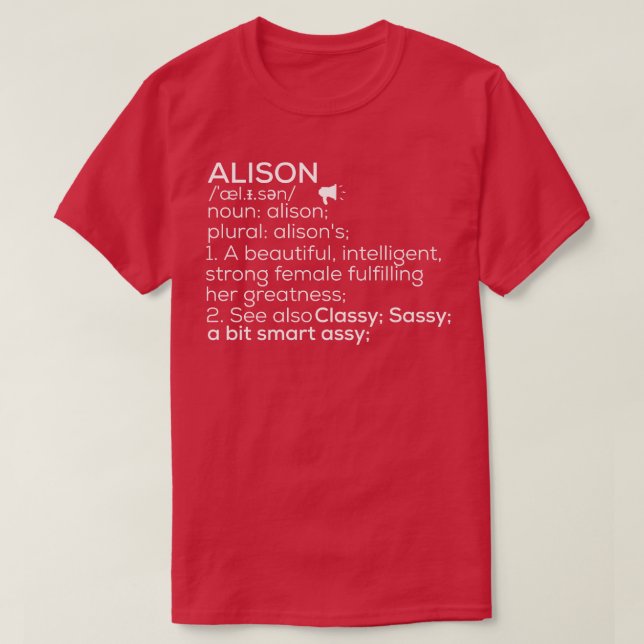 Alison Name Alison Definition Alison Weibliche Nam T-Shirt (Design vorne)