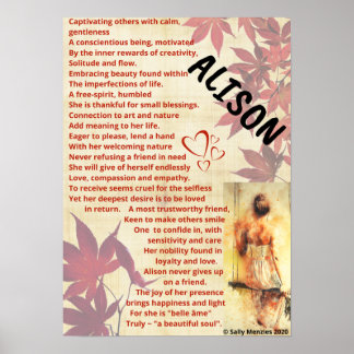 "Alison" Name Gedicht Poster