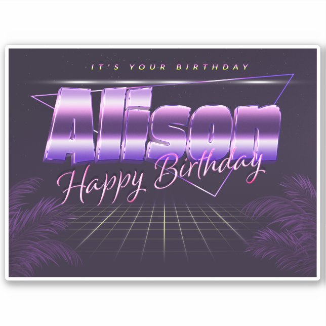 Alison Nom Prénom lila retro Sticker (Devant)