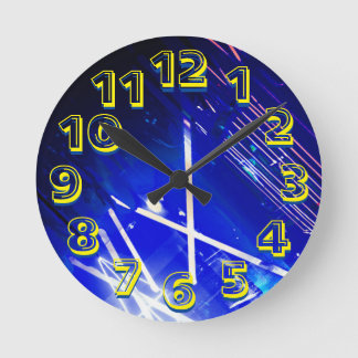 Alistra Electronic Cyber Punk Neon Rave Blue Runde Wanduhr