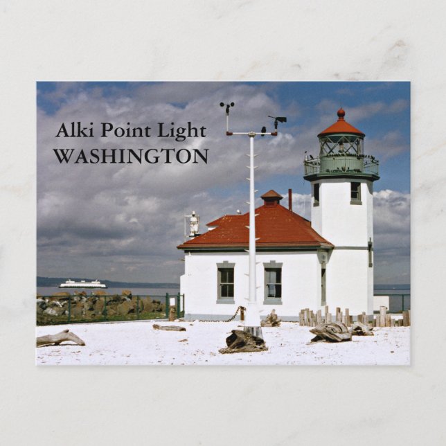 Alki Point Lighthouse, Washington Postcard Postkarte (Vorderseite)