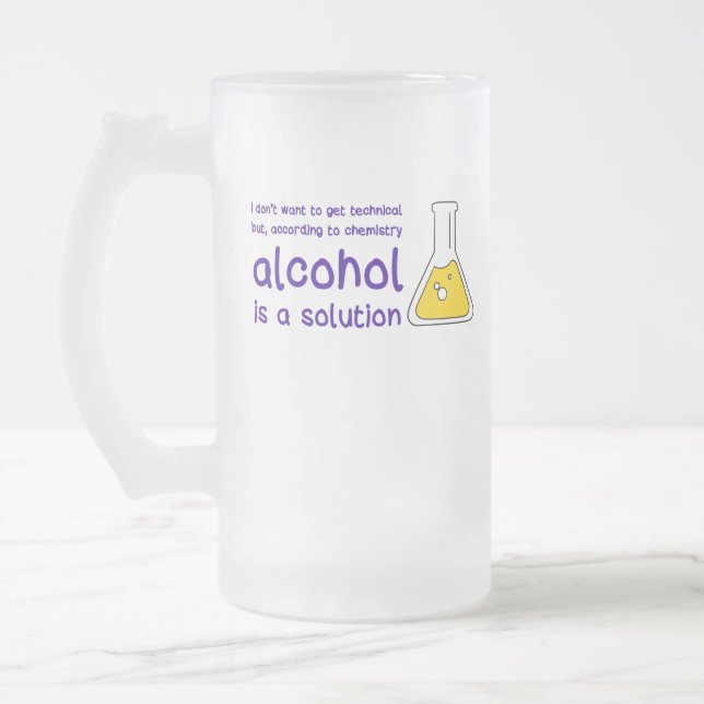 "Alkohol ist eine Lösung" mattierte Tasse für Glas (Links)
