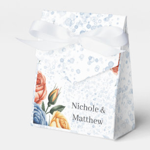 Alkohol-Tinte Aquarell Blau Orange Rosen Hochzeit Geschenkschachtel