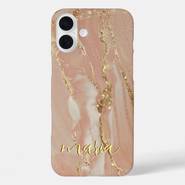 Alkohol-Tinte Chic monogrammierte Hülle- Mate iPho iPhone 16 Plus Hülle (Rückseite)