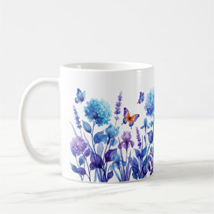 Alkohol-Tinte Hortensie Iris Lavendel Schmetterlin Kaffeetasse