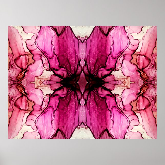 Alkohol Tinte Malerei. Blick auf Kaleidoskop Lila Poster (Vorne)