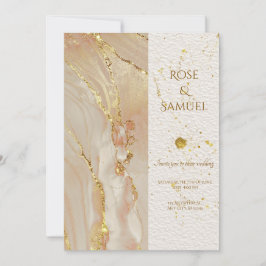 Alkohol Tinte Rose Glitzer Gold Hochzeit Einladung