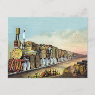 Alkohol-Zug im Vintage-Stil Postkarte