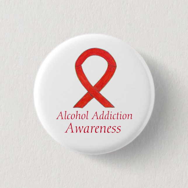 Alkoholabhängigkeit Bewusstsein des roten Ribbon-B Button (Vorderseite)