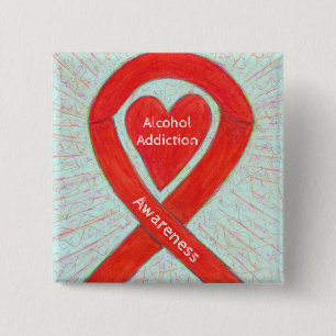Alkoholabhängigkeit Rotes Herz Sensibilisierungs-B Button