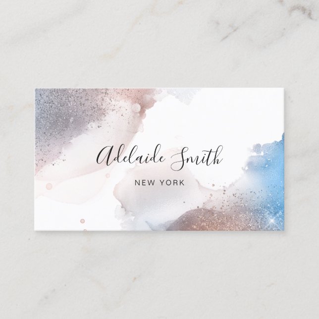 Alkoholfarbe und Imitate Glitzer Rose Gold Visitenkarte (Vorderseite)