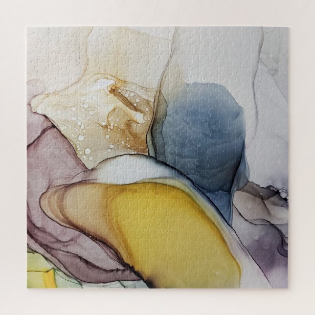 Alkoholfarbene Wirbel, gelbe Farbtöne, abstrakt. (Vertikal)