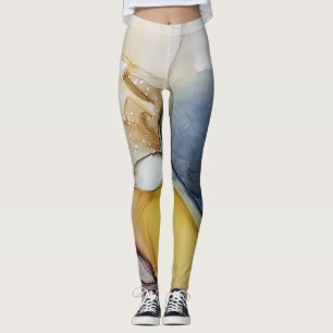 Alkoholfarbene Wirbel, gelbe Farbtöne, abstrakt. Leggings