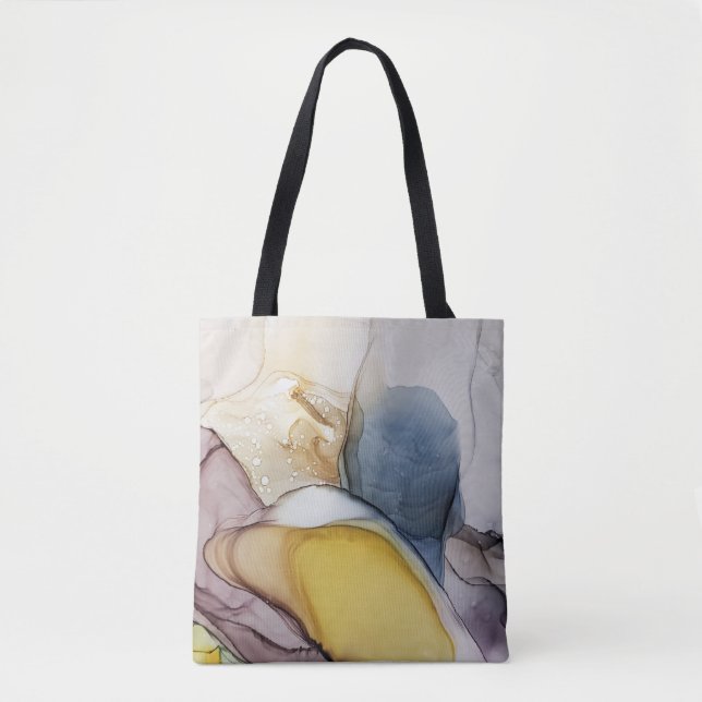 Alkoholfarbene Wirbel, gelbe Farbtöne, abstrakt. Tasche (Vorderseite)