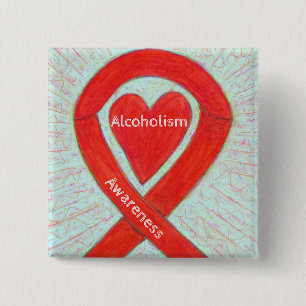 Alkoholische Bewusstseinsbildung Rotes Herz Band C Button