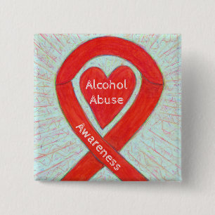 Alkoholmissbrauch Rotes Herz Sensibilisierungskamp Button