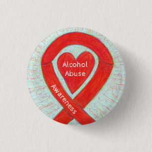 Alkoholmissbrauch Rotes Herz Sensibilisierungskamp Button