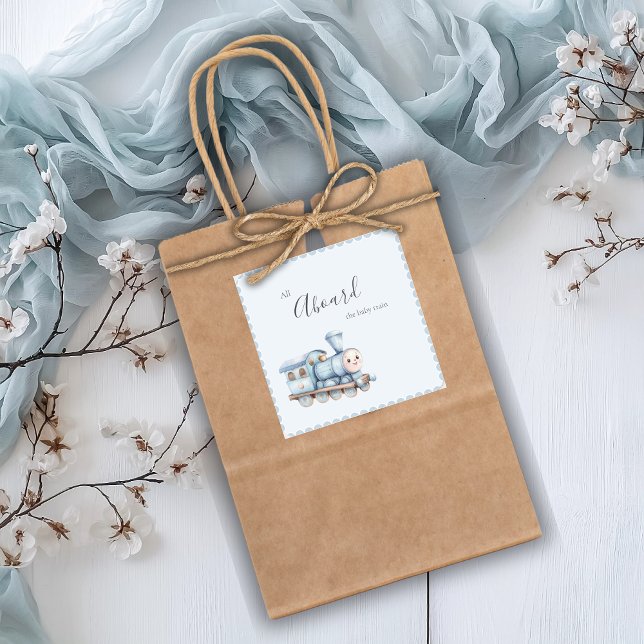 All Aboard the Baby Train Blue Baby Shower Sticker (Von Creator hochgeladen)