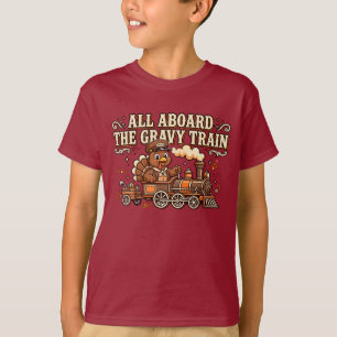 All Aboard the Gravy Train Kids Shirt Truthahn