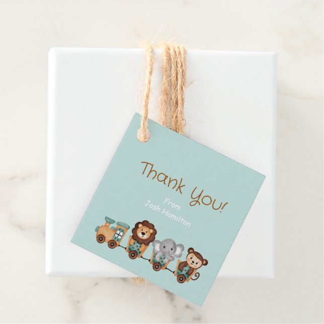 ALL ABOARD Train Fiesta Kindergeburtstag Geschenkanhänger (Beispiel)