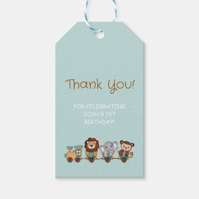 ALL ABOARD Train Fiesta Kindergeburtstag Geschenkanhänger (Vorderseite)