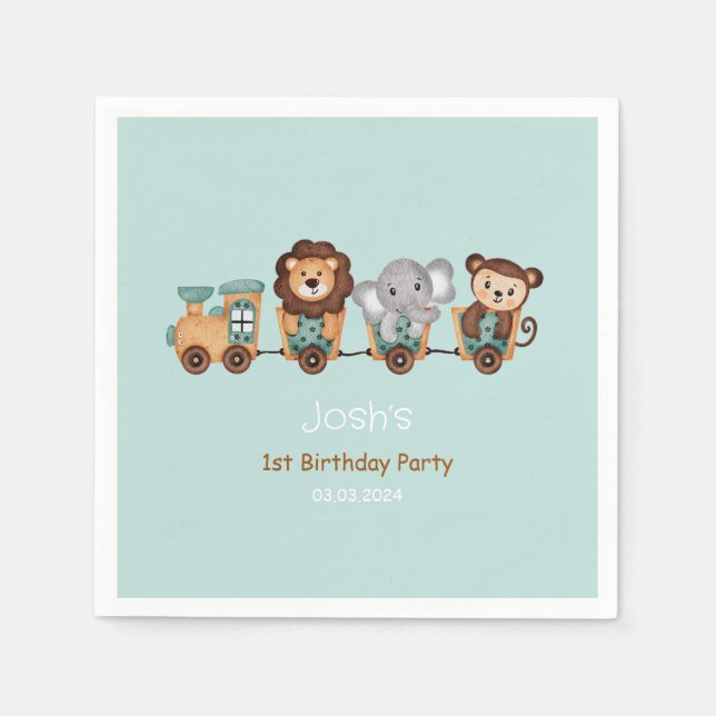ALL ABOARD Train Fiesta Kindergeburtstag Serviette (Vorderseite)